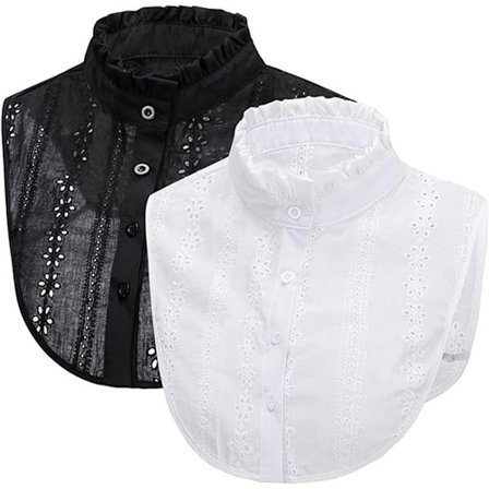 ING Jacquard-puuvillainen valekaulus mukava hengittävä reikäkuviolla irrotettava puserokaulus naisille ja tytöille tyylikäs muotiasuste