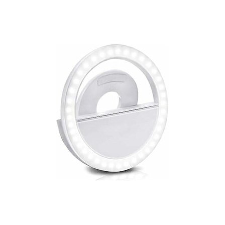 2 stk 28LED Selfie Lys LED Selfie Klips Lys Gjenladbar Dimbar Klips Ring Lys Bærbar Fyll Lys for Bærbar PC, Kamera, 85*85*27MM