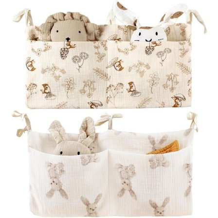 2-pak puslebordsorganisator med 2 lommer, opbevaringspose, bleer, babysengs-organisator, opbevaringsposer til senge, baby hængende børneværelse, til 