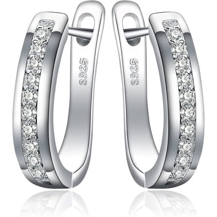 IC Högörhängen för kvinnor, 925 sterling silver ringörhängen med AAA Cubic Zirconia, små sovande högörhängen