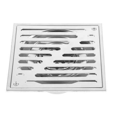 Kvadratisk golvbrunn i rostfritt stål, luktsäker, för badrum, dusch, stor kaliber (150*150mm)