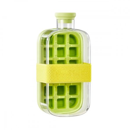 2-i-1 Isterningebakke Vandflaske med Sugerør, Berøringsfri Let-frigørelses Fryserflaske, Isform Vandflaske til J