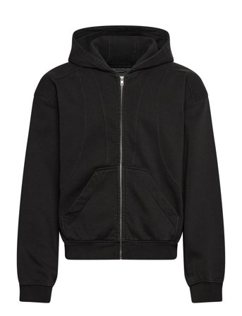 Weekday Loose Fit Blocked Zip Hoodie - Black - L