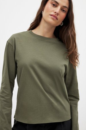 NA-KD Basic - Oversized topp med lange ermer - Basic topper - Grønn - S
