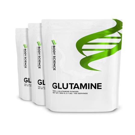 3 x Glutamin - 500 g - Body Science Glutamine - Aminosyror, Kosttillskott, Aminosyror, Enskilda Aminosyror
