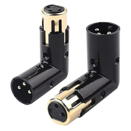 2 stk lydadapterstik Justerbar han-til-hun retvinklet Xlr-adapter 3-pin sort (xlr 90 graders adapter)