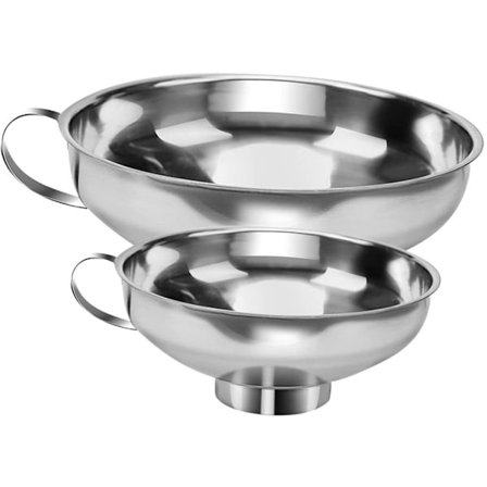 2 stk. - tragt - 12,5*10,5*4,3 cm & 17*15*5,8 cm - tragt i rustfrit stål med bred mund