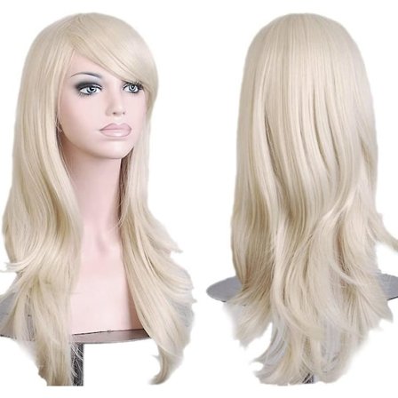 Acsergery Ny 23" Cosplay Bølget Parykker Fuld Hoved Hvid Blond Hår Paryk Anime Cosplay/kostume Gave
