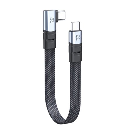 USB C til USB C vinklet kabel, 240W 90 graders Type C ladekabel datakabel for smarttelefon bærbar PC