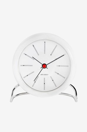 Arne Jacobsen - Pöytäkello Bankers, Ø 11 cm - Valkoinen - Seinäkellot & pöytäkellot - - Homeroom