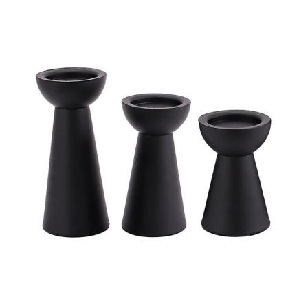 IC Svart S sett med 3 - Metall S for pelarljus - S for bord V