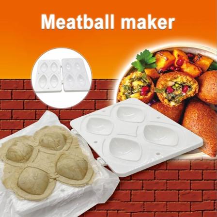 Manuaalinen lihapullien kibbeh-valmistin, 4-kennoinen täytetty lihapullavalmistin, keittiöväline paistettujen kibbeh-kakkujen valmistukseen - WELLNGS 