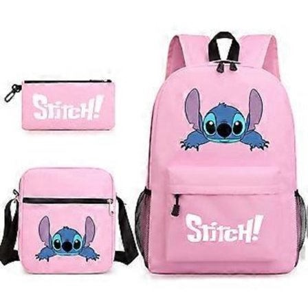 Lilo & Stitch Skolesekk Ryggsekk Blyantveske Skulderveske Tredelt Sett _46