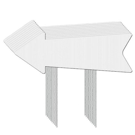 Riktade pilskyltar med pinnar, 4-pack tomma skyltar plastparkeringsskyltar med pilar utomhus gräsmatta vägvisare - WELLNGS