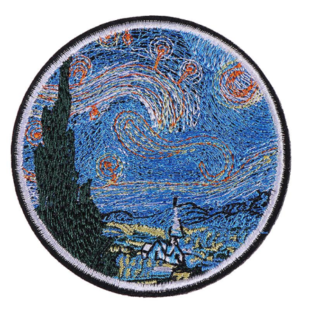 The Star Night Painting Brodery Iron On Patches Gjør-det-selv-klær Applikasjonsklistremerker_x005f_x000d_ One Size