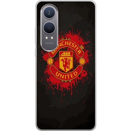 Kompatibelt Mobildeksel til OnePlus OnePlus Nord CE4 Lite Manchester United logo i rød og gul farge med røff sportslig bakgrunn