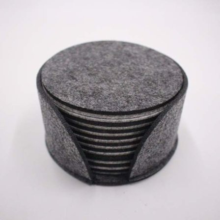 Coasters - Filt - til 10 personer - Vaskbar (Mørk Antracit