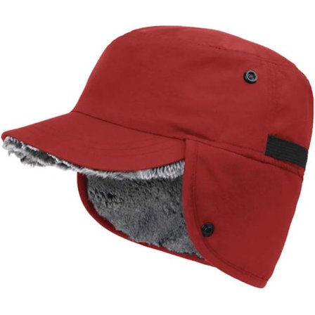 Unisex militær-stil kadettcaps med øreklaffer for kaldt vær, fullt foret med fuskepels