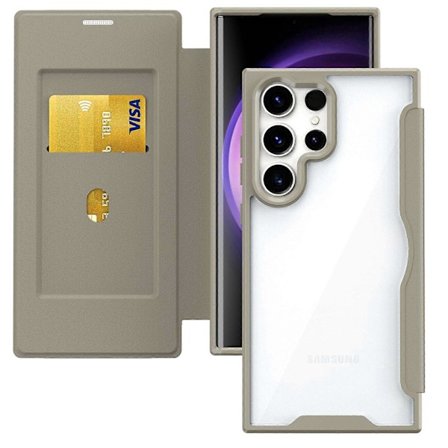 Galaxy S24 5G Deksel Kort Kreditt Holder Lommebok Beskyttelsesdeksel med Kortspor og Lærdeksel for Samsung S24