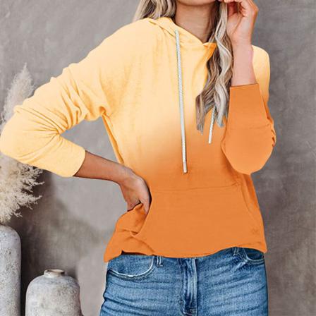 Långärmade Huvtröjor För Kvinnor Med Fickor Baggy Gradient Sweatshirt