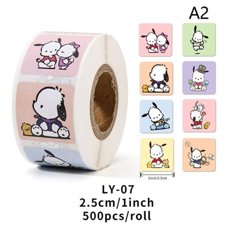 En rulle med 500 stykker tegneserietape klistermærker Sanrio klistermærker A2