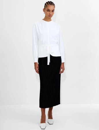 French Connection Arezzo Ls Waist Tie Shirt - White - 40