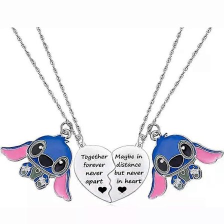 2 stk. parhalskjede Ny Disney Stitch rustfritt stål sølv rosegull anheng elskere par beste venner smykker gaver [DB]