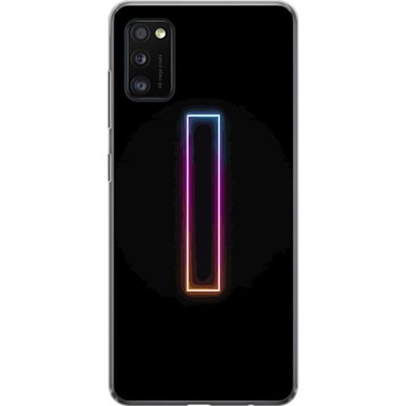 Kompatibel Mobilcover til Samsung Samsung Galaxy A41 Minimalistisk neonbogstav I i regnbuefarver mod mørk baggrund