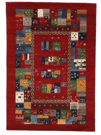 Noué À La Main Gabbeh Loribaft Tapis 168X240 De Laine Rouge Foncé/Noir