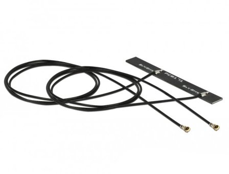 Delock WiFi 6 Dual Antenna, 2x MHF4L, 3–5dBi, 50cm, Adhesive