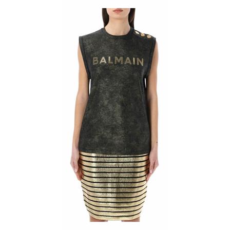 Balmain, T-Shirts Zwart, Dames, Maat:L