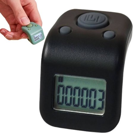6-sifret vanntett håndholdt telleverk, oppladbar fingerteller, manuell digital telleverk, rundeteller med LED (svart)