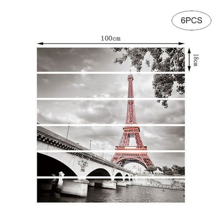 6 kpl portaiden tarroja kaupunkitorni kuvio DIY itseliimautuva vedenpitävä portaiden tarra(6 kpl)