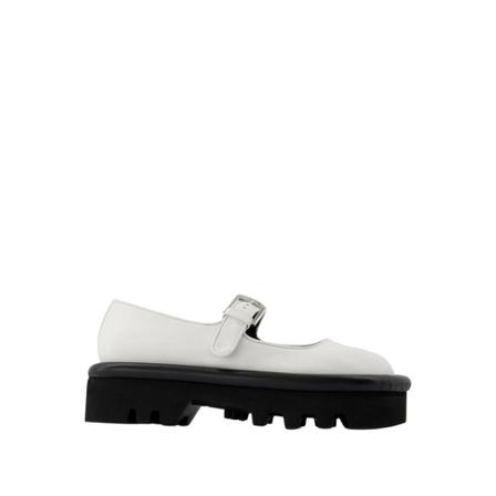 JW Anderson, Bumper Chunky Flats in White Leather Biały, Kobieta, Rozmiar: 39 EU