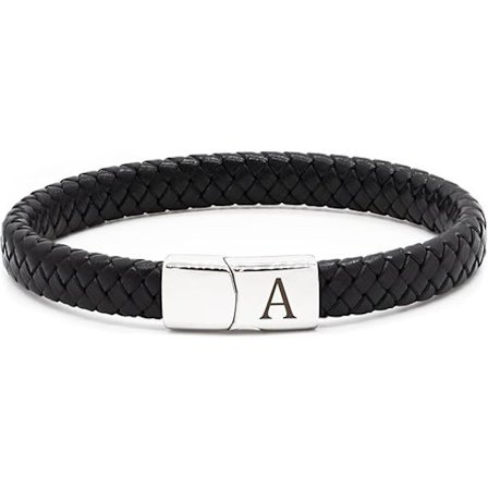 Läderarmband för män med initialer, presenter till män, pappa, pojkvän, flätat läderarmband