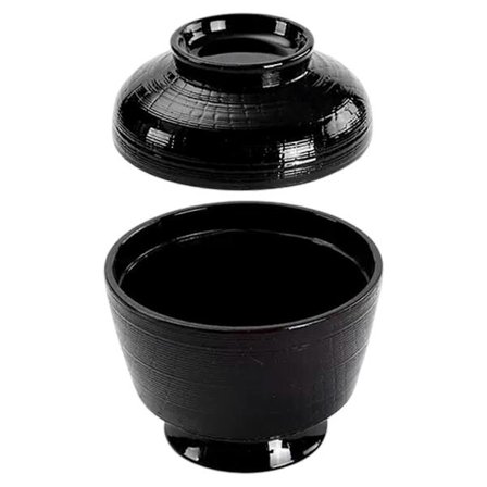 Japansk soppskål med lock Elegant värmebeständig ramennudelskål håller maten varm, solid svart [YJD]