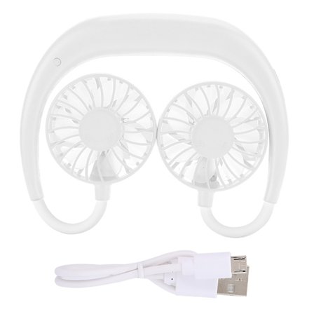 Game Sports Håndfri Ventilator USB Genopladelig Hængende Halsventilator 3 Gear Justerbar (Hvid)