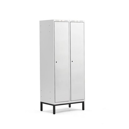 Clothes locker CLASSIC, leg frame, 2 modules, 1940x800x550mm, grey