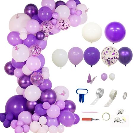 Purple Balloon Garland Kit, Syntymäpäiväjuhlien koristeluun tarkoitettu set