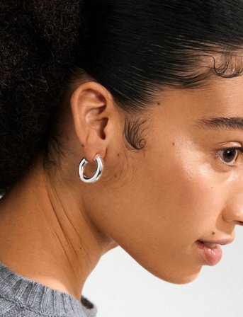 Pilgrim Phase Large Hoops Silver-Plated - Silver - ONE SIZE