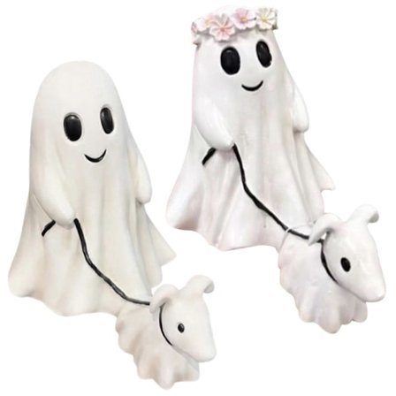 Spøkelse Gående Hund Statue Søt Halloween Dekor Spooky Resin Spøkelse Hund Figur Morsom Halloween Bordplate Dekor