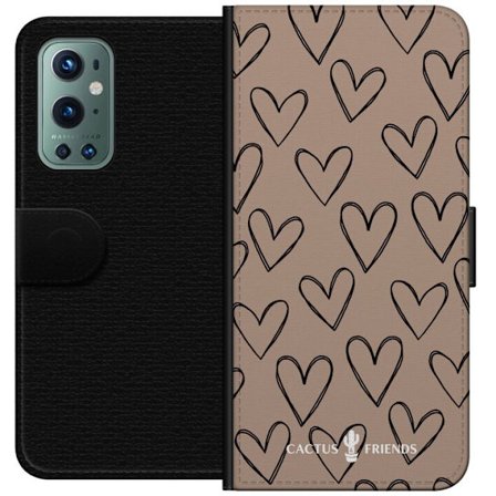 Kompatibelt Lommeboketui til OnePlus OnePlus 9 Pro Cactus and Friends - Earthy Sketch Hearts