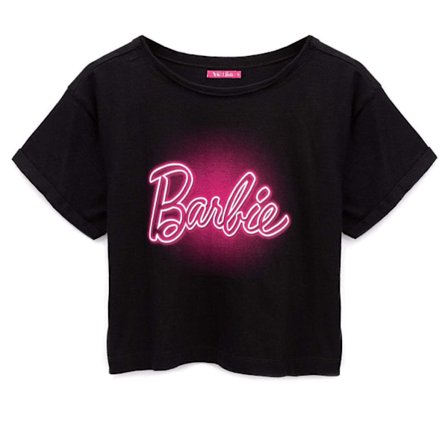 Barbie Dam/Dam Crop Top L Svart/Neon Rosa