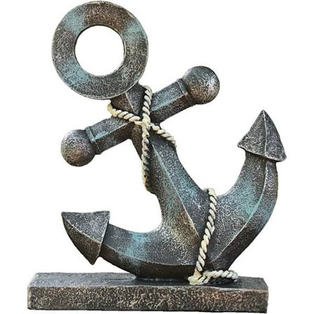 Resin Anker Figur 8,5" H, Nautisk Dekor, Anker Model Statue Ornament til Hjem Have Bar, Indendørs Udendørs Bordplade Dekoration A
