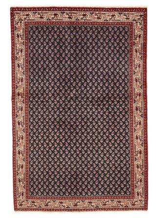 Sarough Mir Teppich Handgeknüpft 135X205 Schwarz/Dunkelrot Persien/Iran
