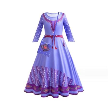 Barns flickor önskar Asha Princess Dress Cosplay Book Day Outfit 120cm