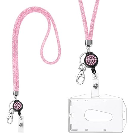 Kortholder med snor, krystalsnor med gennemsigtig ID-kortholder, snor og badgesæt, nøglering badgesholdere og halsrem til nøgler