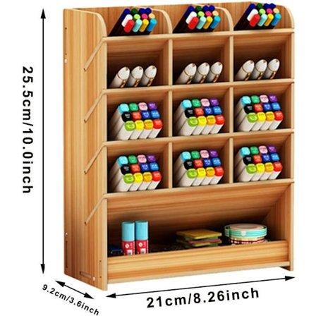 Multifunksjonell oppbevaringsboks i tre for penner til hjem, kontor og skole Cherry