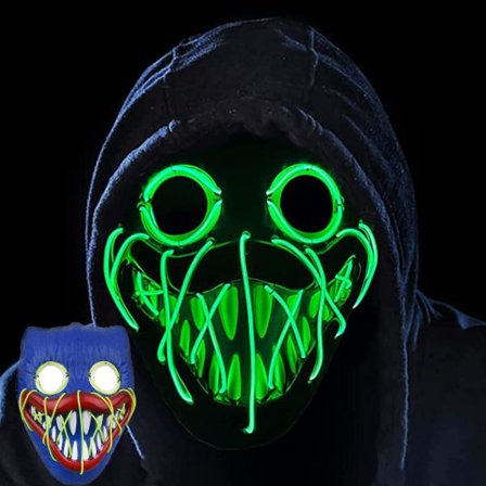 LED-mask Halloween, Poppy Playtime-mask, Cosplay-festmask