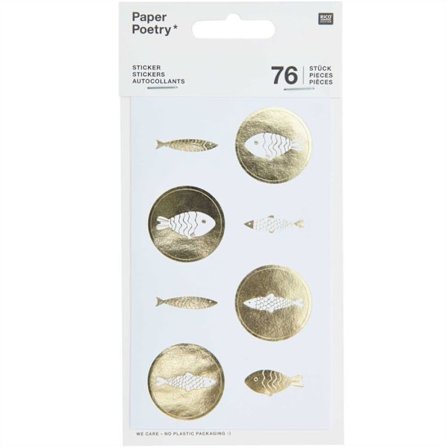 76 klistermærker - gylden fisk tema